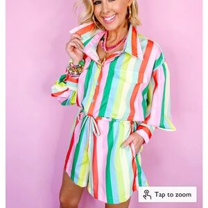 Colorful Striped Button-Up RomperSold out @Hale House Boutique